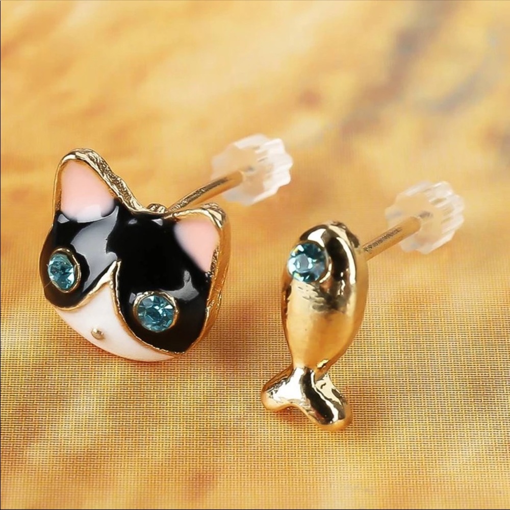 🐱 Cat and Fish Earrings